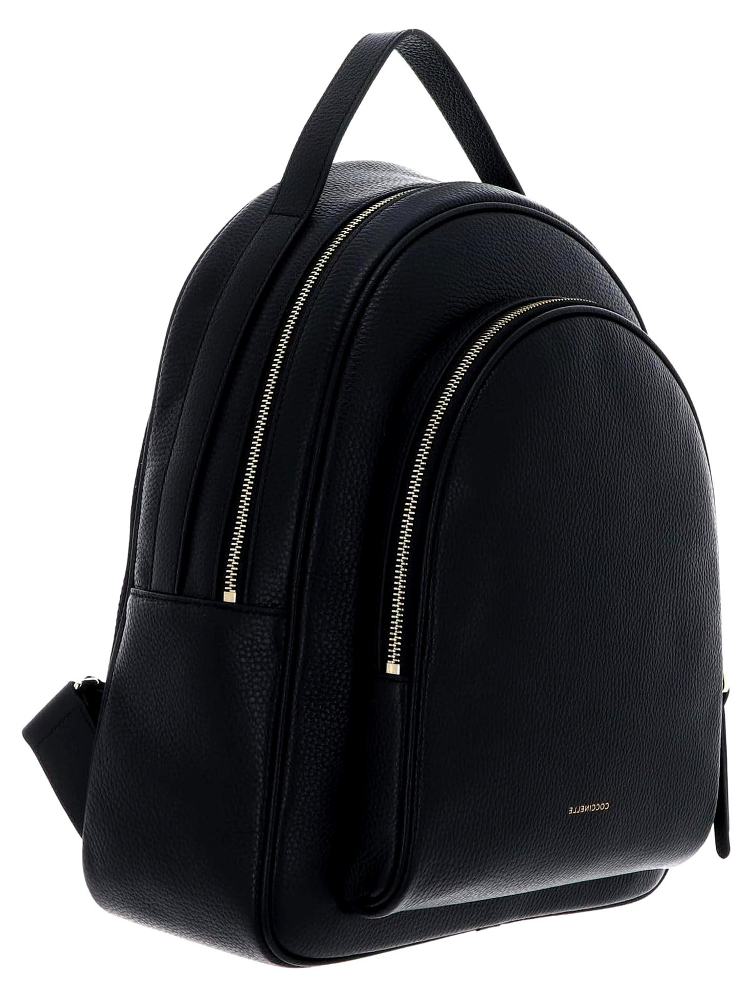 Leder Rucksack Malory Backpack Grained Leather Noir schwarz