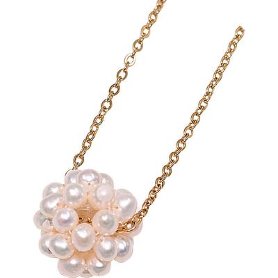 Kette mit Anhänger FIRETTI "Schmuck Geschenk Edelstahl Halsschmuck Halskette Ankerkette Kugel", gold (gelbgoldfarben, weiß), Halsketten, Damen, Edelstahl Perlen, L: 55 B: 2mm, Edelstahl, Perlen, Made in Germany - mit Südseezuchtperle, B:2mm