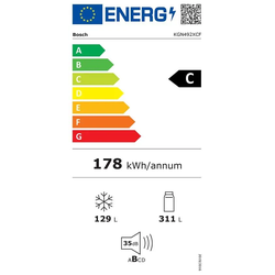 Bosch FullHouse Serie 4 KGN492XCF Freistehende Kühl-Gefrier-Kombination mit Gefrierbereich unten, 203 x 70 cm, Edelstahl schwarz