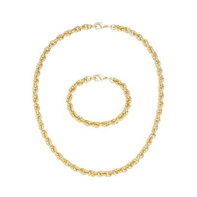 Schmuckset FIRETTI "Multipack Schmuck Geschenk Halskette Armkette", gold (gelbgoldfarben), Schmuck_Sets, Damen, Messing, Schmuckset, Dreifache Erbskettengliederung, ca. 6,8 mm breit