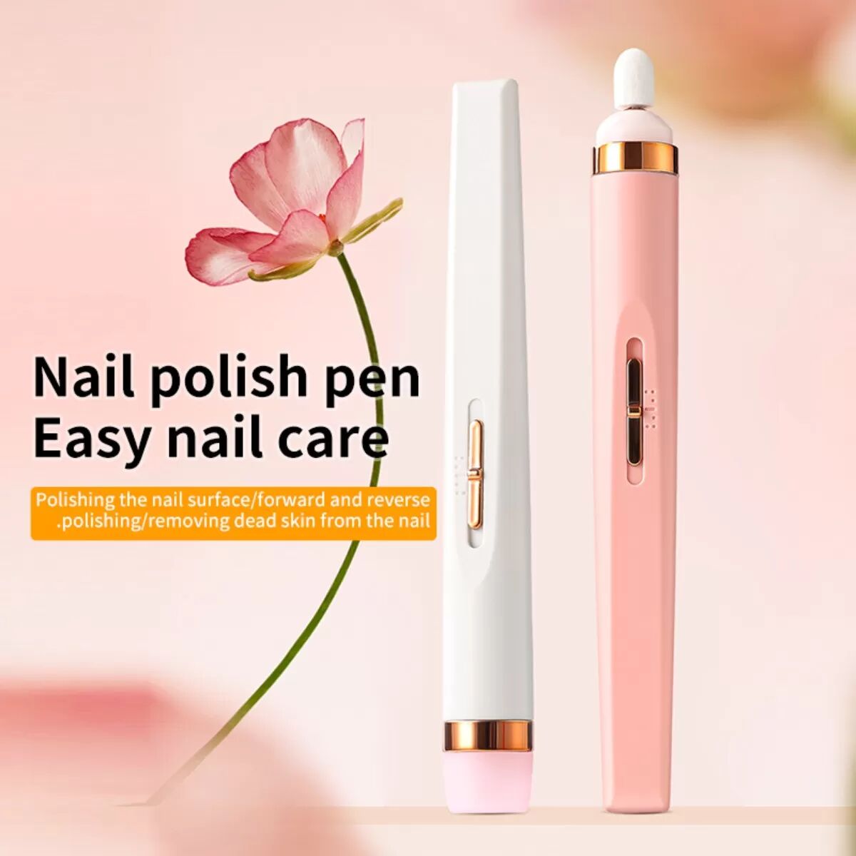 INF Tragbares 5-in-1 Elektrisches Nagelfeilen-Set - Maniküre-Stift mit 5 austauschbaren Fräsern zum Feilen, Entfernen der Rot
