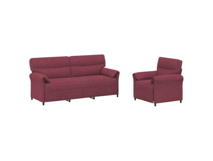 Coespram Sofa Set 2-Teilig Couchgarnitur Weinrot Metallrahmen Polstersofa Komfortables 2-teiliges Sofa Set mit bequemem Polsterschaum und weinrotem Bezug aus Polyester für das moderne Wohnzimmer.
