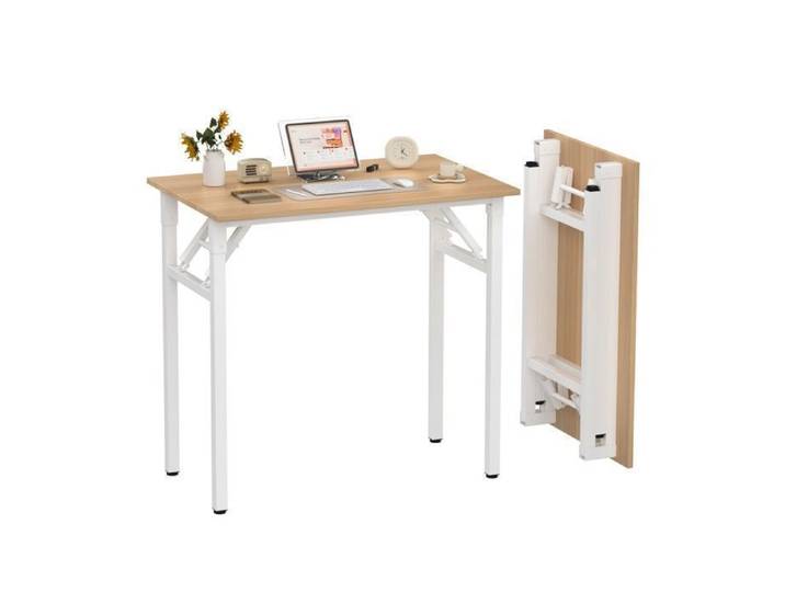 Lvhcmfohm Bureau Pliable Table Pliante Compact Petite Pour La Maison Le Bureau Les Pique-niques 80x50x75 cm Couleur bois