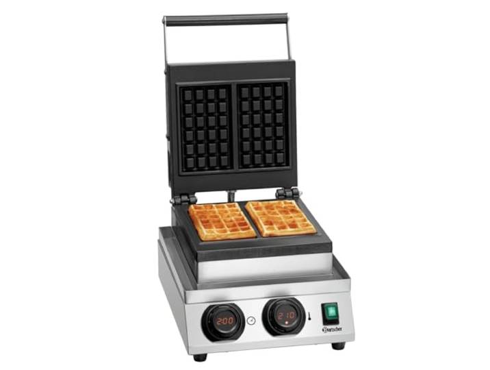 Bartscher Waffeleisen MDI 1BW-AL für Brüsseler Waffeln, mit Digital-Anzeige, Timer und Signalton, fest montierte Platten, Edelstahl, 230 V
