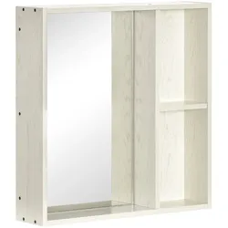 kleankin Moderner Badezimmerschrank mit Spiegel, Wandmontierter Schrank mit Regalen, Weiß, 63 x 15 x 65 cm