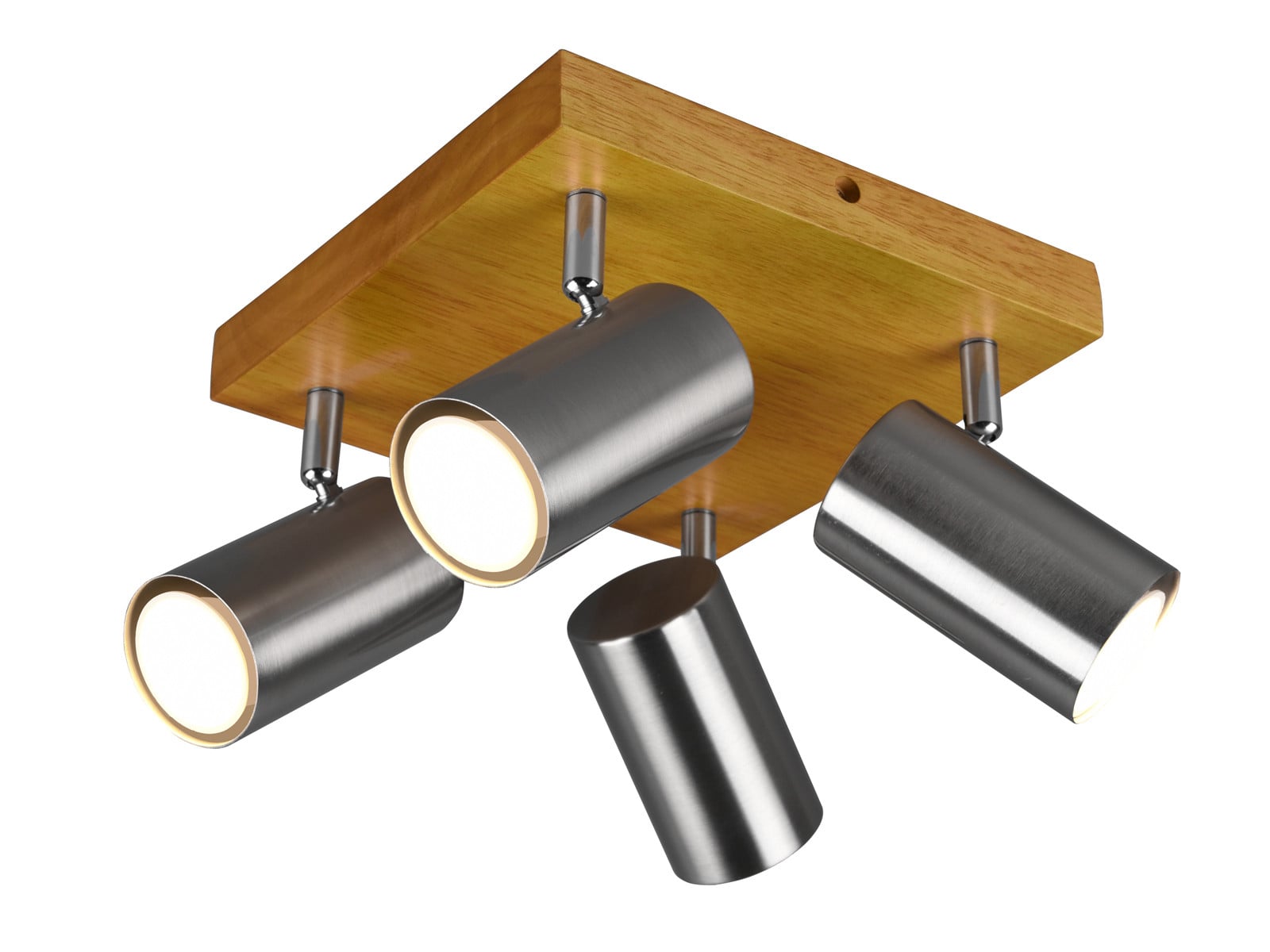 Trio Leuchten Plafondlamp Marley 4-lichts, zilver en hout, B/D/H: 22 x 16 x 22 cm