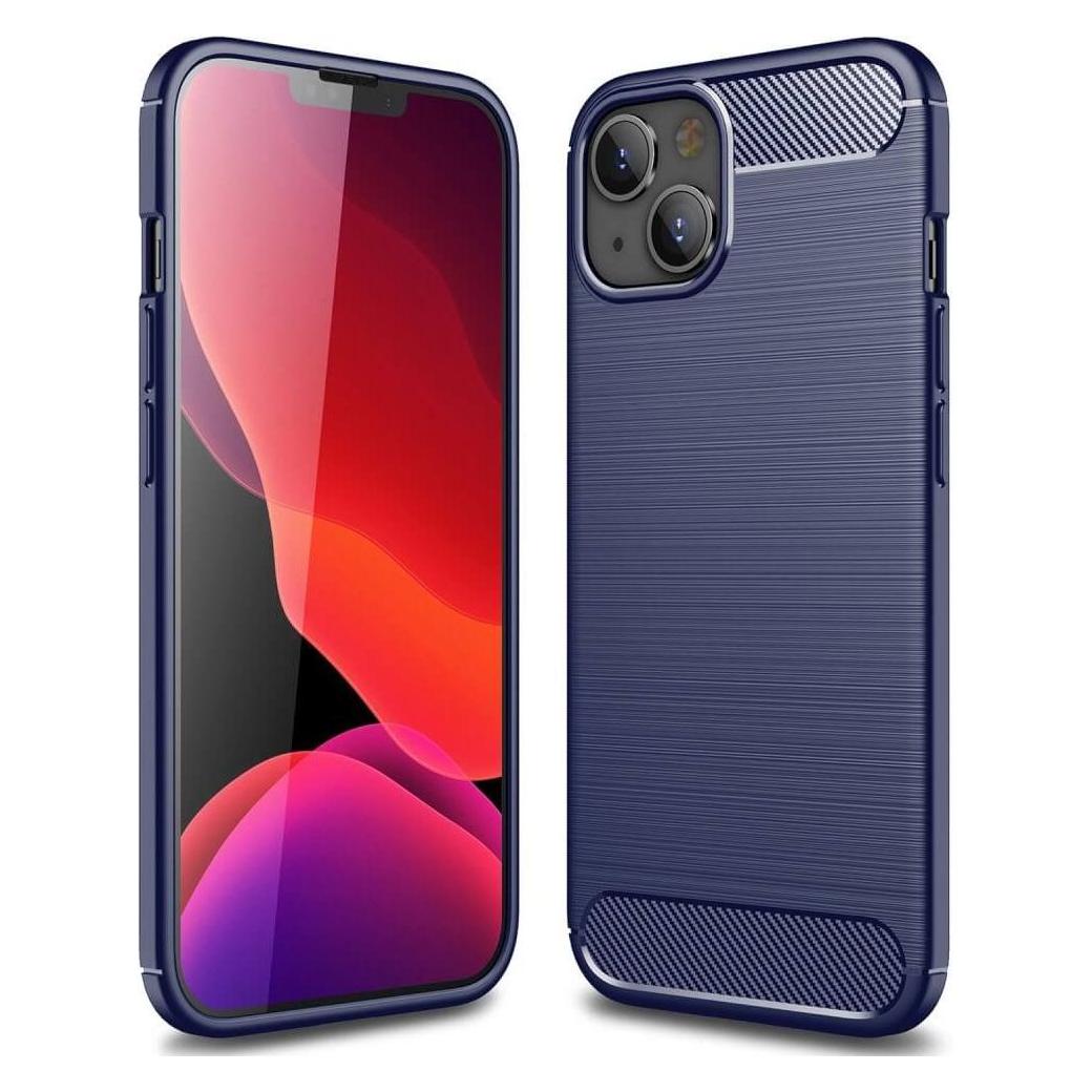 Cover-Discount iPhone 14 Plus - Metall Carbon Look Hülle dunkelblau (Apple iPhone 14 Plus) (101135219B)