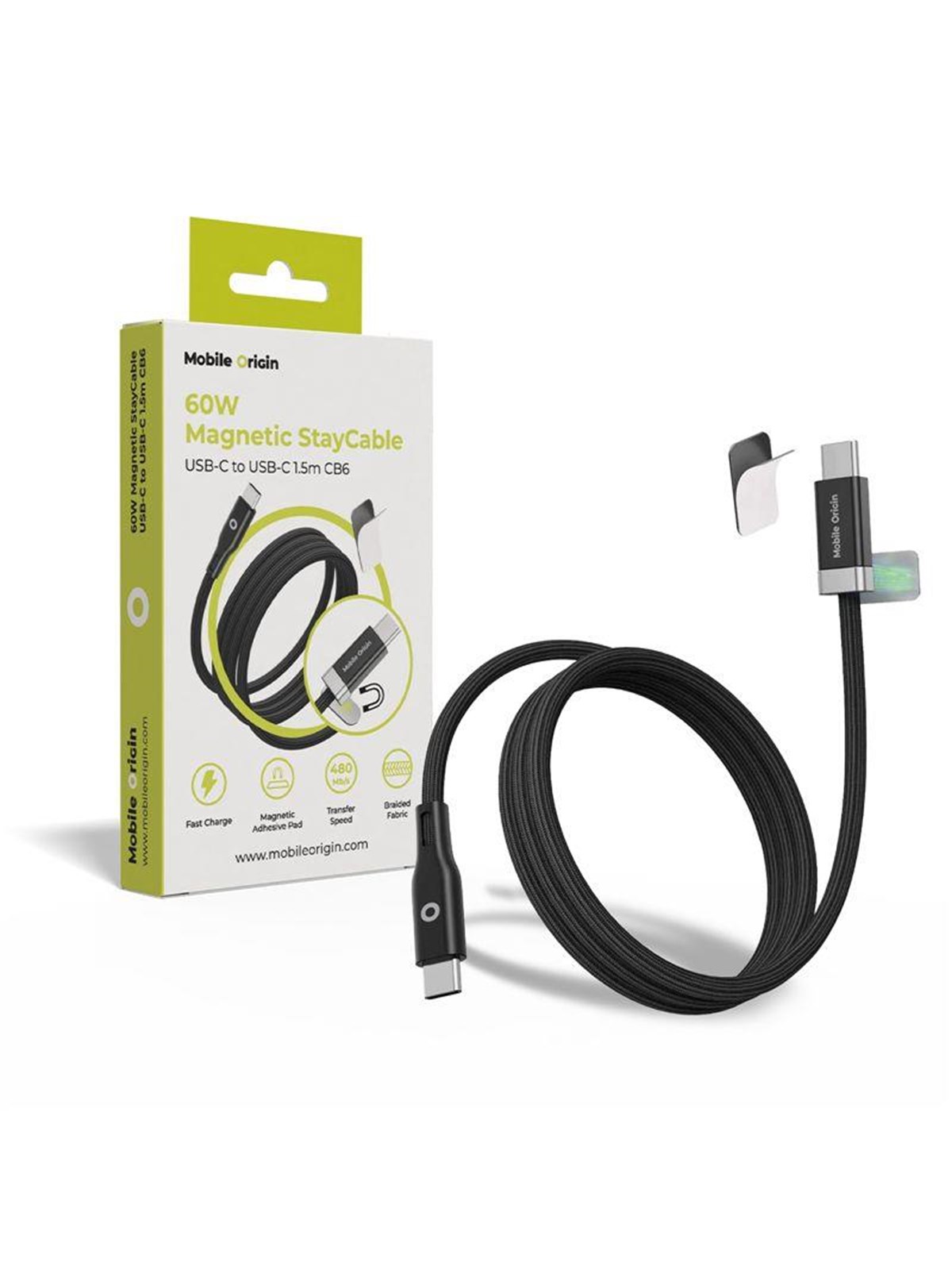 Mobile Origin 60W Magnetic StayCable USB-C to USB-C 1.5m CB6