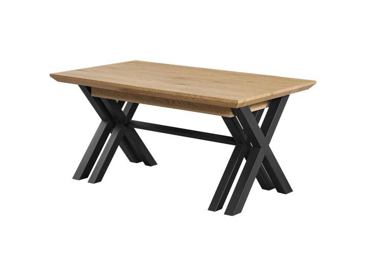 P & B Esstisch, Schwarz, Eiche, Metall, rechteckig, X-Form, 320x90x160 cm, ausziehbar, Esszimmer, Tische, Esstische, Esstische ausziehbar
