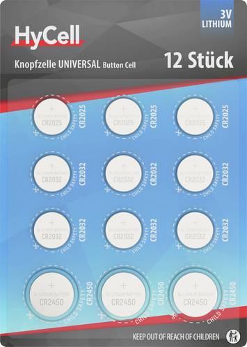 HyCell Knopfzellen-Set 3× CR2025 / 6× CR2032 / 3× CR2450 Knopfzellen