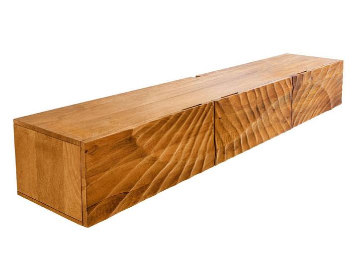 Licht-Erlebnisse TV-Board LORIEN, Mangoholz 160 cm Handarbeit schwebend