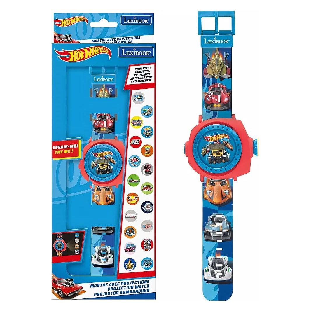 Lexibook Hot Wheels, Uhr mit Verstellbarer Projektion und digitalem Display, 20 Hot Wheels-Bilder, für Kinder (DMW050HW)