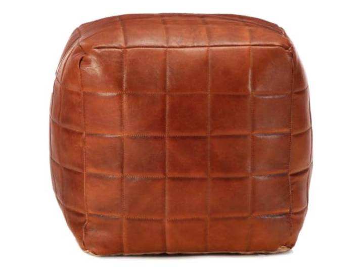 smnyxs Sitzsack 40x40 cm in Rotbraun aus echtem Ziegenleder Mit Baumwolle gefüllt, flauschiger Komfort, Fußstütze oder Sitz, gemütliche Atmosphäre, Innendekoration