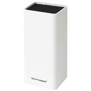 Echtwerk Messerblock Square, Kunststoff, weiß, 9,3 x 21,5 cm, Borsteneinsatz