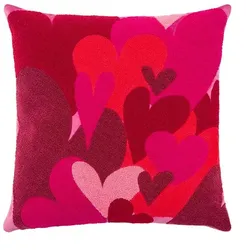 pad Kissen Hearts Embroidery 45 x cm Polyester Pink