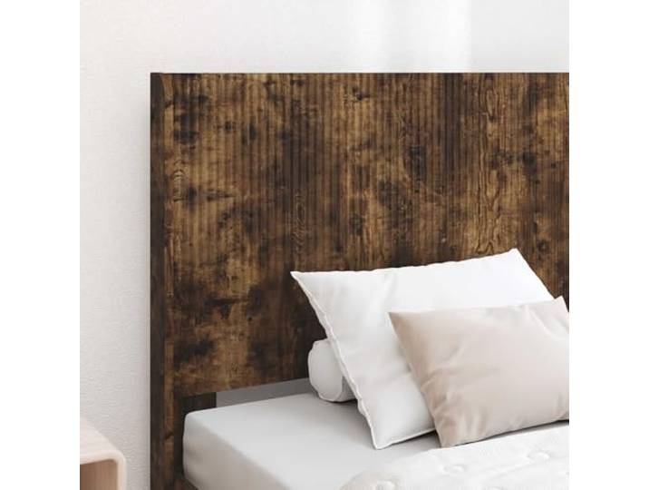 SKTQYQO Technisches Bettgestell aus Holz, Eichenholz, Rauchgrau Lattenrost, seitlicher Behälter, Kopfteil inklusive, 90 x 200 cm