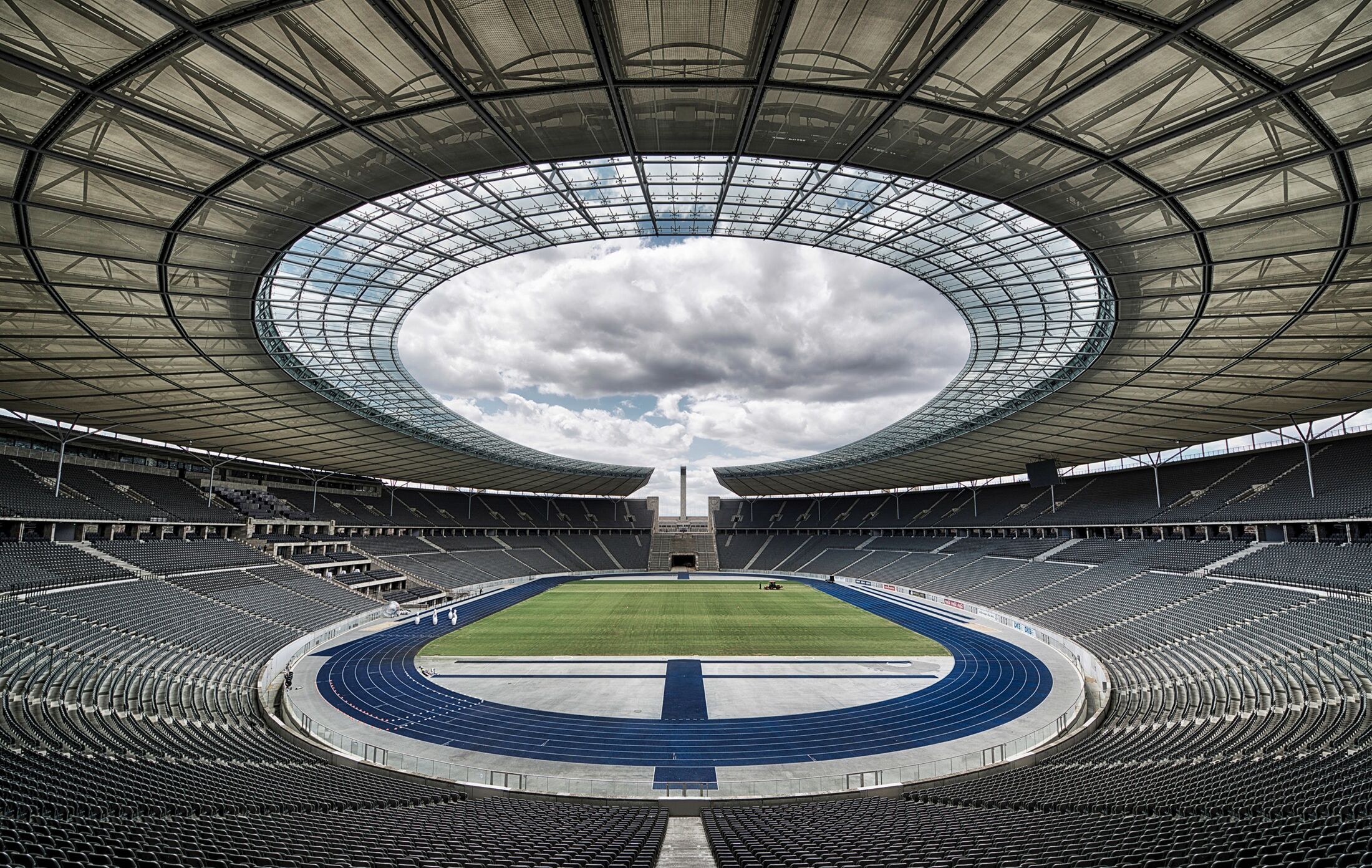 Fototapete PAPERMOON "Photo-Art MASSIMO CUOMO, OLYMPIASTADION, BERLIN", bunt, B:2m L:1,49m, Vlies, Tapeten, Fototapete bunt B/L: 2m x 1,49m, Bahnen: 4 Stk.