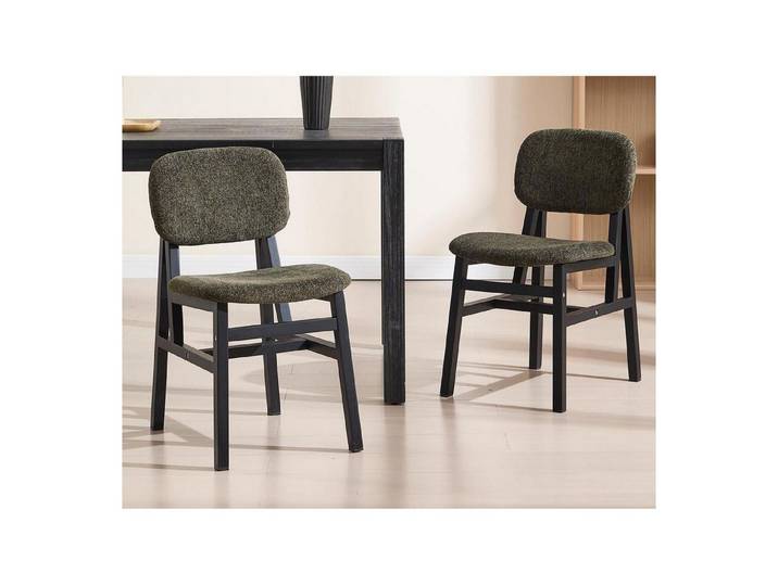 LuxusKollektion Esszimmerstuhl Esszimmerstühle 2er Chenille Holzrahmen Olivgrün Olivgrün 2