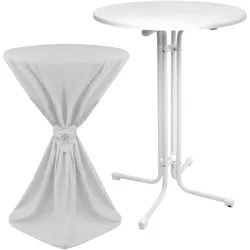 STEHTISCH Sylt Ø 80cm Weiß mit Giulia Stehtischhusse Ø 80cm Weiß