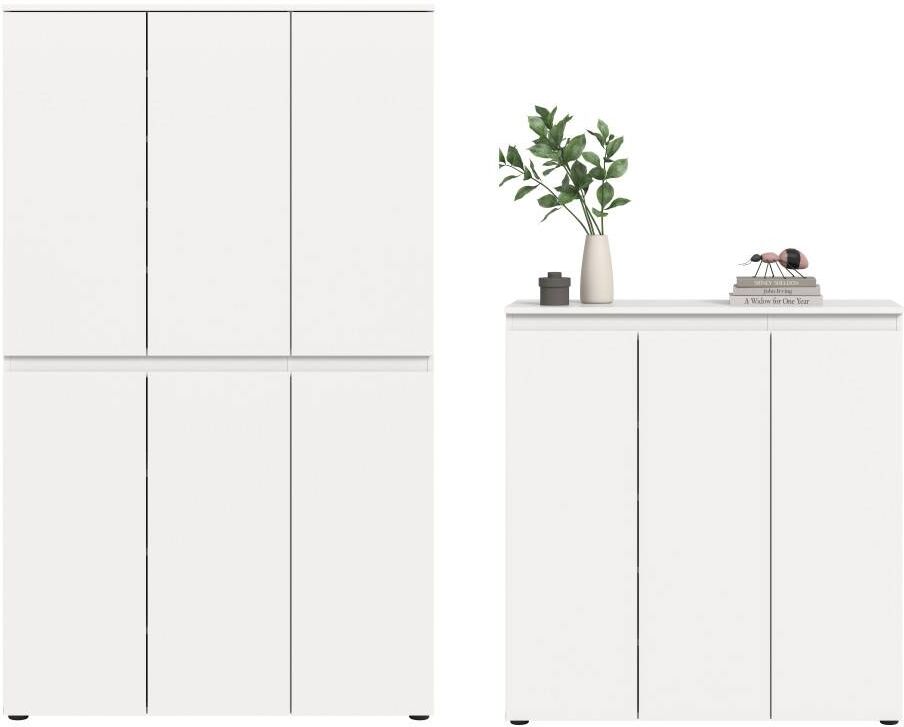 Pharao24.de Flurmöbel Set Dielenmöbel Set Weiße Optik Praktischer Stauraum (zweiteilig)