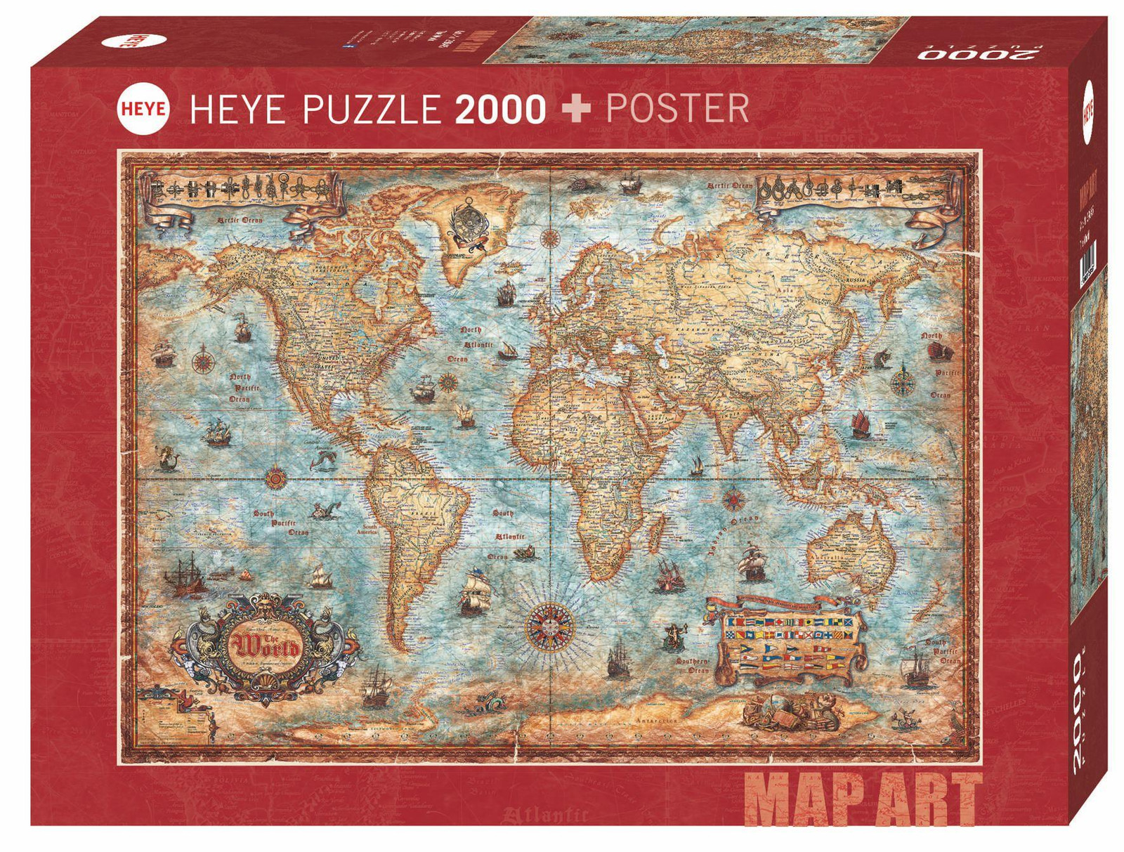 Heye Puzzel De Wereld in een Puzzel Wereldkaarten 2000 stukjes