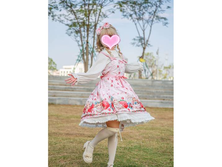 Lolita printemps/automne mignon et doux Jsklo Lolita haut sangle robe ensemble japonais Kawaii Loli thé robe de soirée