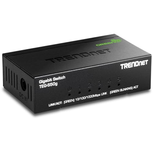 TRENDnet TEG-S50G GREENnet Switch met 5 Gigabit Ethernet poorten, zwart metaal