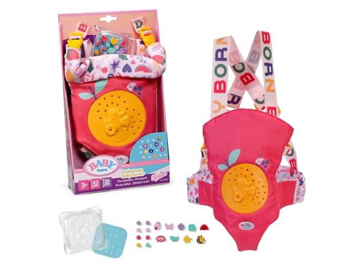 BABY Born Puppentrage Blumen für 36 und 43 cm Puppen Verstellbares Gurtsystem, Pins zum Verzieren, passend für 36 & 43 cm Puppen