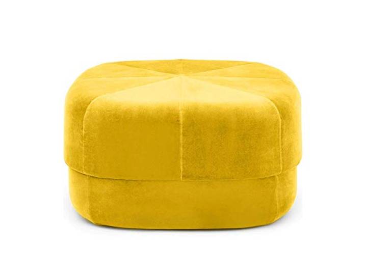 IXMLDAXD Der Stuhl, Soft Velvet Round Ottoman - Orange Padded Coffee Table Footstool for Living Room & Bedroom Extra Seating(Yellow,65x65x36cm(26x26x14inch))