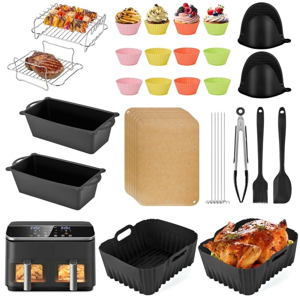 Dripio Accessoire set voor heteluchtfriteuse, 28-delig, 8,5 liter, siliconen vormen, vaatwasserbestendig