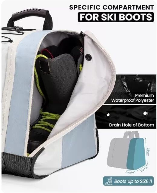 INF Outdoor Sport Ski Schuh Tasche - Große Kapazität Oxford Stoff Rucksack Weiß