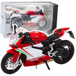 Sportmotorrad, Metall, rote weiße Lichter, Geräusche, 1:12