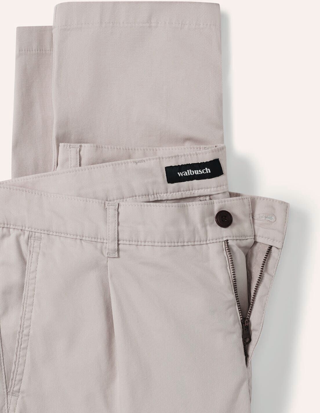 Walbusch Bundfalten-Chino Feinstruktur, Modern Fit#normale Größen#schlanke Größen#untersetzte Größen, Farbe Beige, 98, feiner Baumwollmix elastisch Herren
