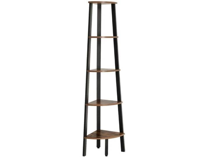 Bibliotheque d angle retro etagere d angle rangement montage facile avec cadre metallique 32 5 x 34 x 159 cm pour salon