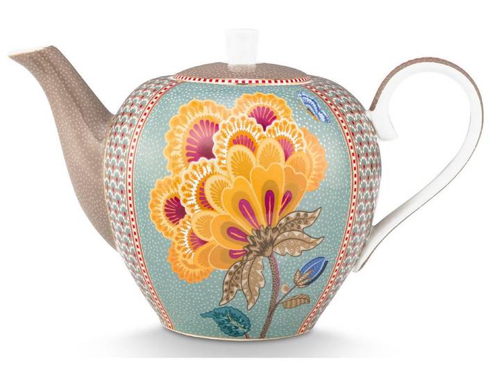 PiP Studio Teekanne Blooming Tales Fantasy Khaki-Blue Teekanne Large 1,6l