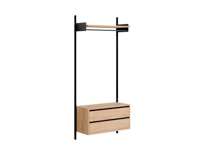 Modulare Design Wandgardarobe „New Works Wardrobe Cabinet“ Eiche / Schwarz
