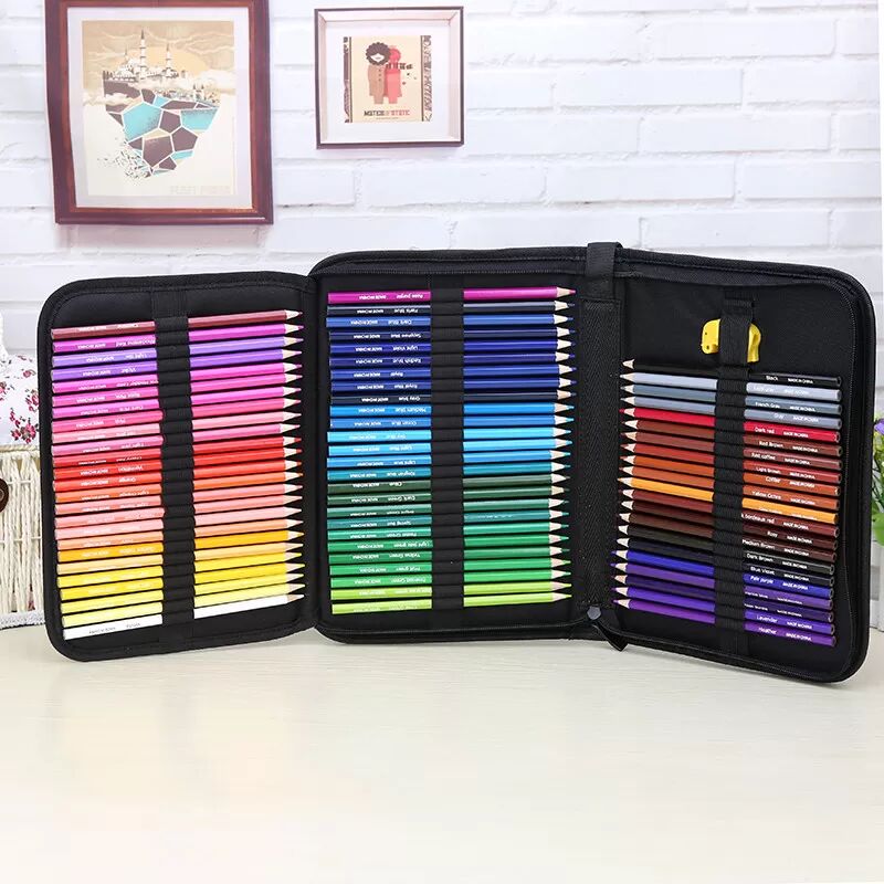 INF Ensemble de 72 crayons de couleur à base d'huile avec étui portable