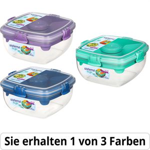 Sistema Salatbox Salad To Go, 1,1 Liter, mit Dressingbehälter und Einsatz mit 3 Fächern