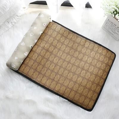 Uplifted Finds Natural Rattan Self Cooling Summer Pet Mat beige Rice Ball s