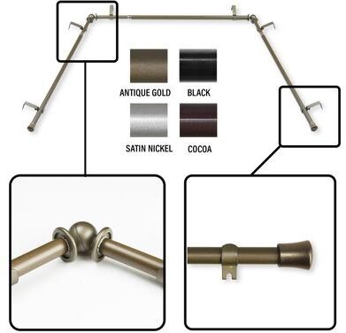 "InStyleDesign 5/8 inch Bay Curtain Rod 20""-36"", 38""-72"""