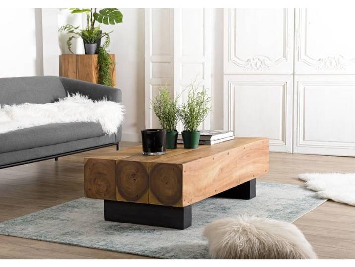 SAM - Table basse poutres 120x60cm bois Suar SAM