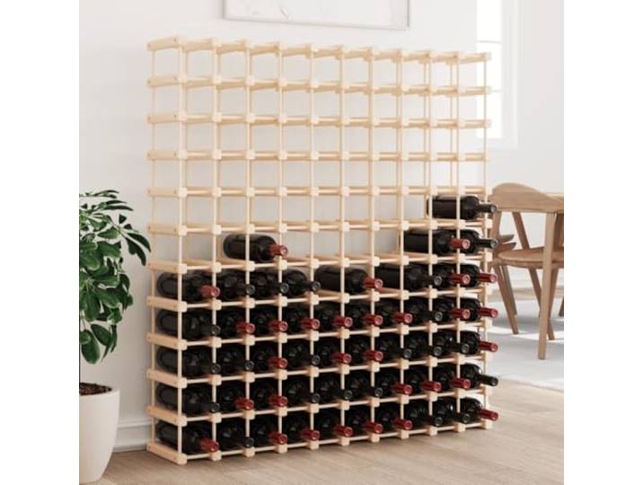 smnyxs Weinregal für 120 Flaschen aus massivem Kiefernholz, 112,5 x 23 x Naturholz, gerade Maserung, rustikale Schleifen, inklusive Wandbefestigung, vielseitig einsetzbar, Küche, Keller, Bar, Keller