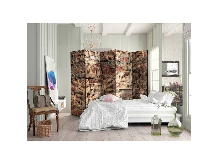 Paravent Ancient Wall 5-teilig Vlies / Buche Braun 225 x 172cm