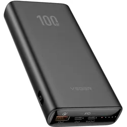 Veger T100 (20000 mAh, 100 W, 74 Wh), Powerbank, Schwarz