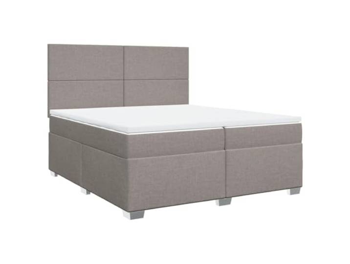 KKgypkn Boxspringbett mit Taschenfederkernmatratze 200x200 cm, Stoff Taupe, höhenverstellbares Kopfteil, inklusive Lattenrost