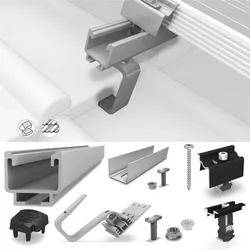 K2 Systems SolidRail Set SolidHook 3S+ auf Ziegel Schrägdach für Pfannenziegel für 18 Module