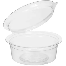 MONOUSO - Transparente Dressingbecher mit Klappdeckel Rund APET 50ml (450 Stück)