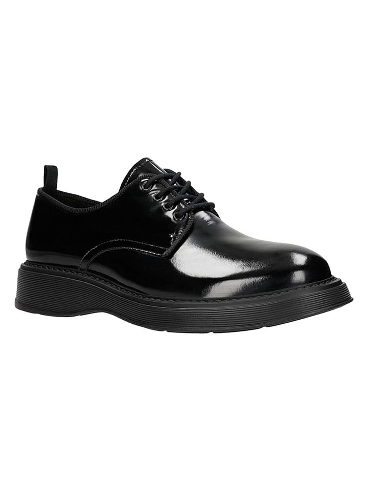 Wojas Leder-Schnürschuhe in Schwarz - 43