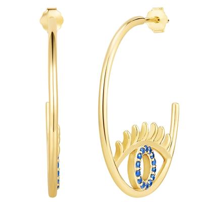 Paar Creolen GLANZSTÜCKE MÜNCHEN "Set: GSM1000", gold (gelbgold, blau), Ohrringe, Damen, 28,9,mit Zirkonia, Silber 925 (Sterlingsilber), mit Zirkonia