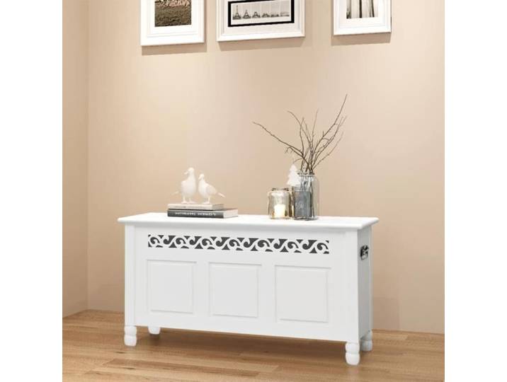 Banc de rangement en style baroque PFDM blanc